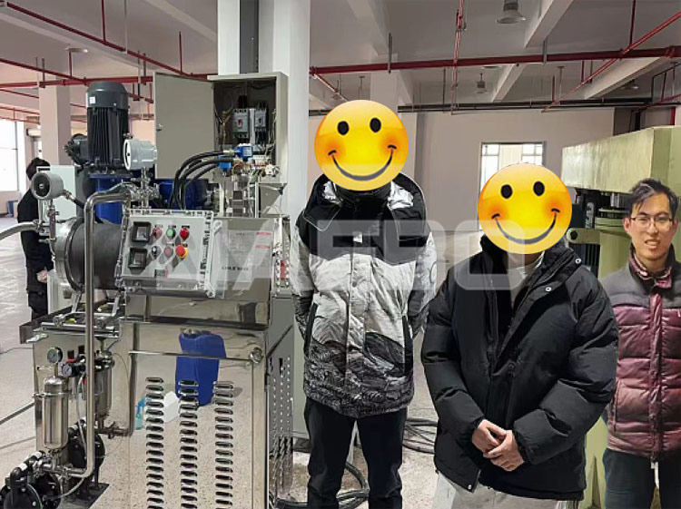 浙江某新材料有限公司 10L高端棒塊式陶瓷納米臥式砂磨機(jī)調(diào)試成功