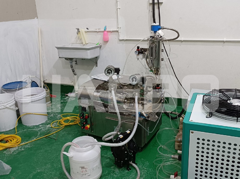 廣東某企業(yè)1L納米砂磨機(jī)調(diào)試成功